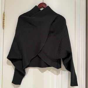 Astr olive green Ribbed Sweater Poncho